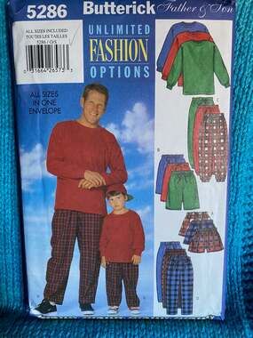 Butterick Sewing pattern 5286 men boys top pants shorts